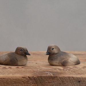 Baby Loon Pair- Small - Hand Carved Wooden Bird - 4&quot;L