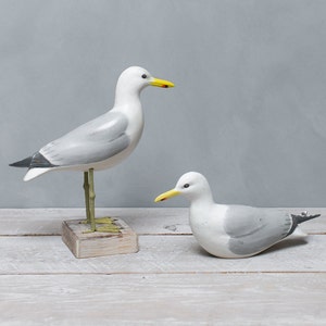 Seagull Pair 12/4.5H Hand Carved Wooden Birds image 1