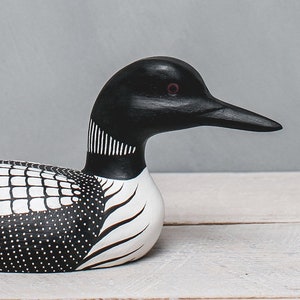 Loon Straight - 13&quot;l -  Medium - Hand Carved Wooden Bird