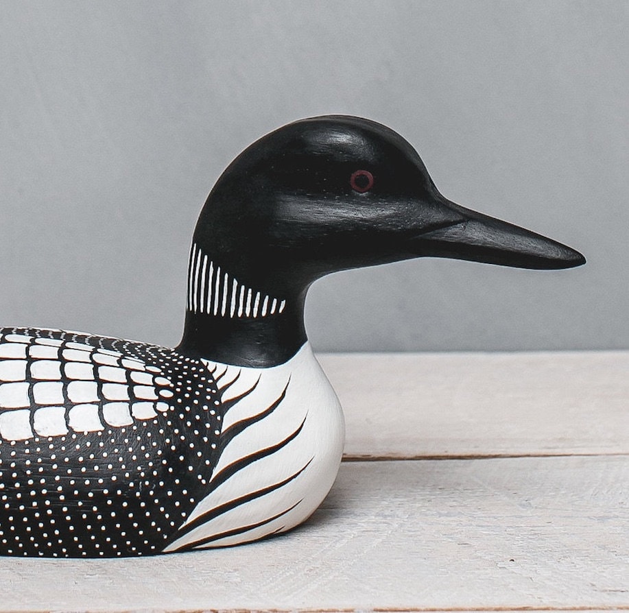 Loon Straight 13l Medium Hand Carved Wooden Bird Etsy 日本