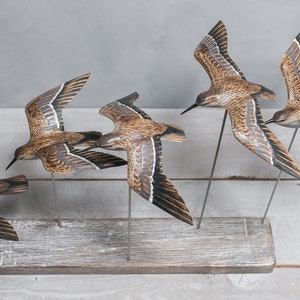 Sanderlings Flying - Hand Carved Wooden Birds