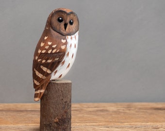 Barred Owl  - Mini - 5"H - Hand Carved | Wooden Bird