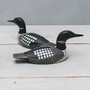 Small Loon 7L Hand Carved Wooden Bird image 2