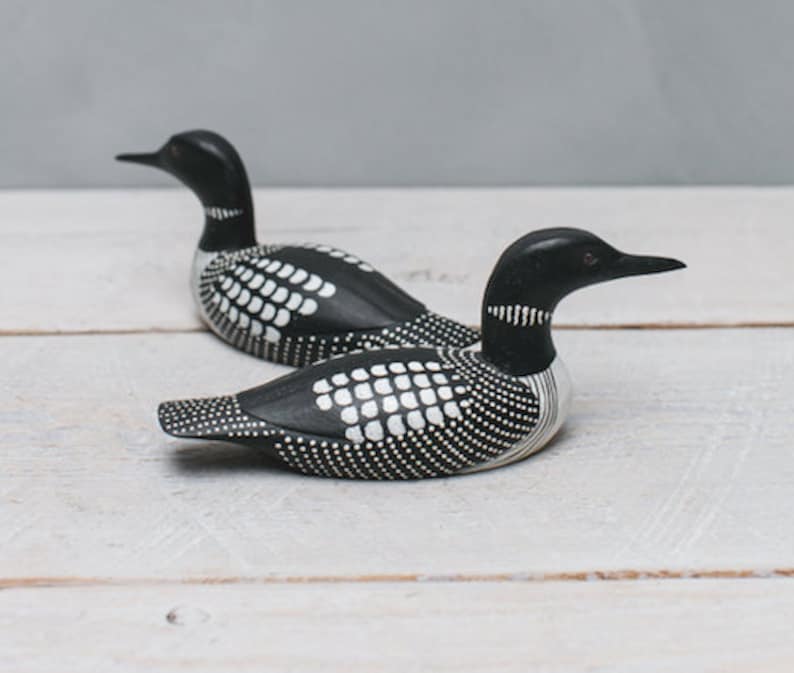 Small Loon 7L Hand Carved Wooden Bird image 2