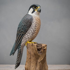 Peregrine Falcon 11.5H Hand Carved Wooden Bird image 2
