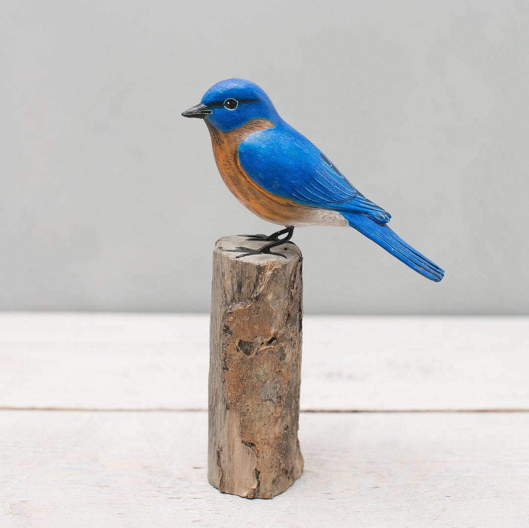 Hand Carved Wooden Bluebird – 8