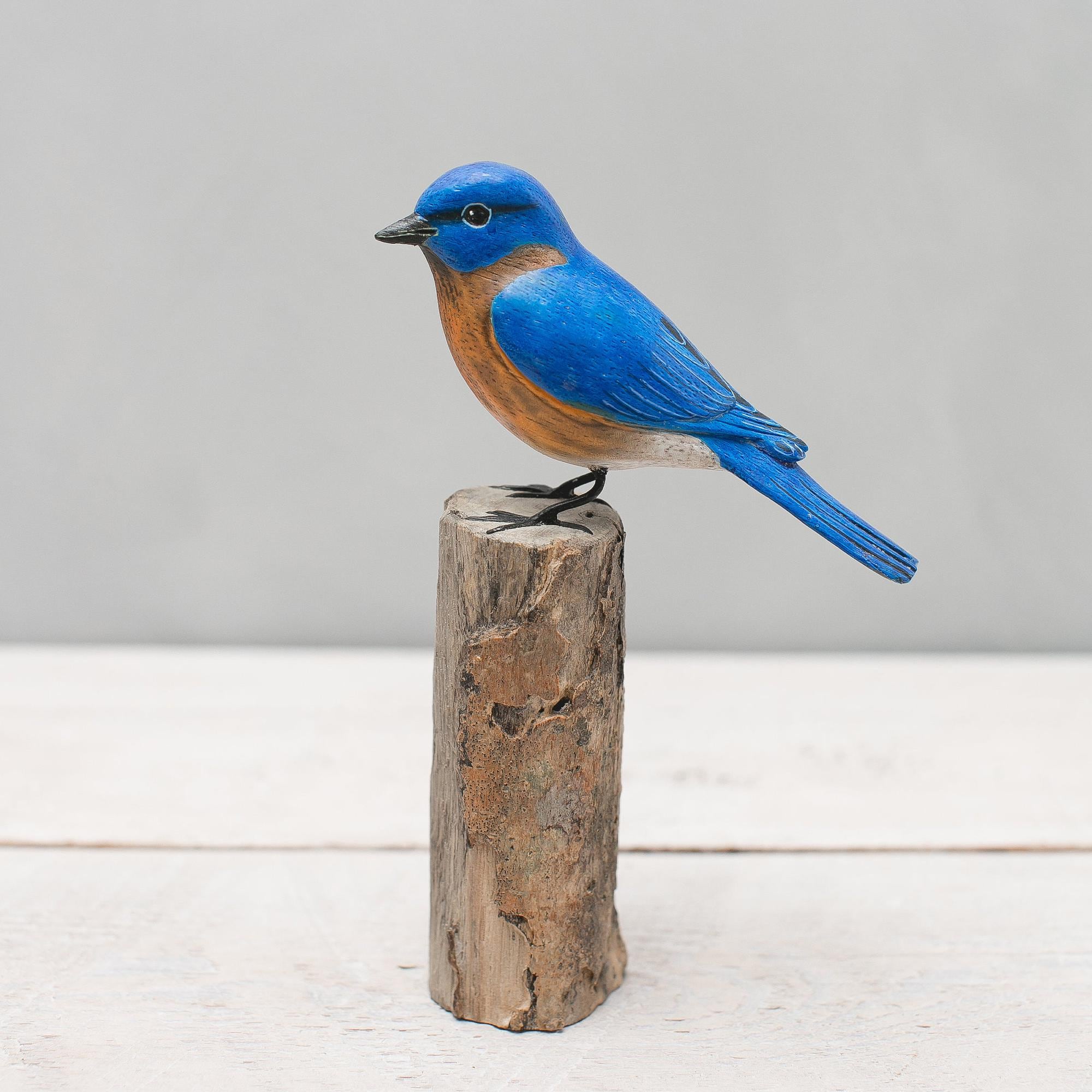 Hand Carved Wooden Bluebird – 8