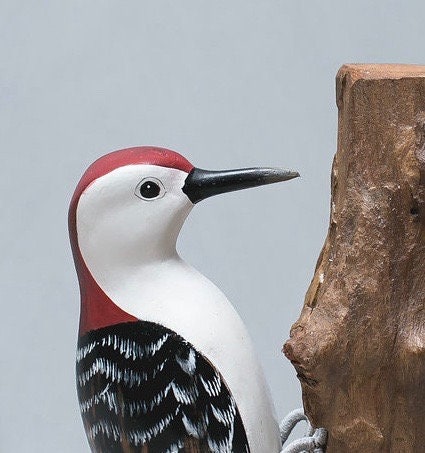 アカハラキツツキ - 手彫りの木製の鳥 - Etsy 日本