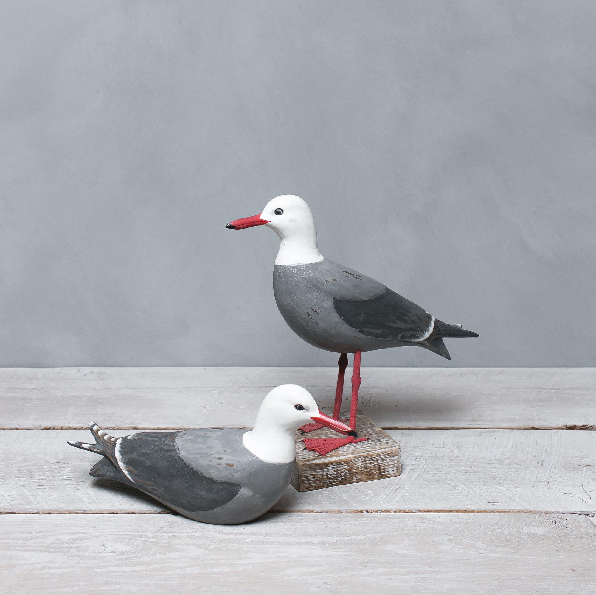 Mouette En Bois Vintage - Sculpture Décorative Oiseau De Mer Pour Intérieur (20,5 X 10,5 Cm, Bois Recyclé)