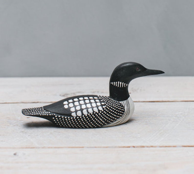 Mini Loon 5L Hand Carved Wooden Bird image 1