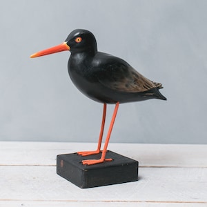 Black Oyster Catcher- 10&quot;H - Hand Carved Wooden Shorebird