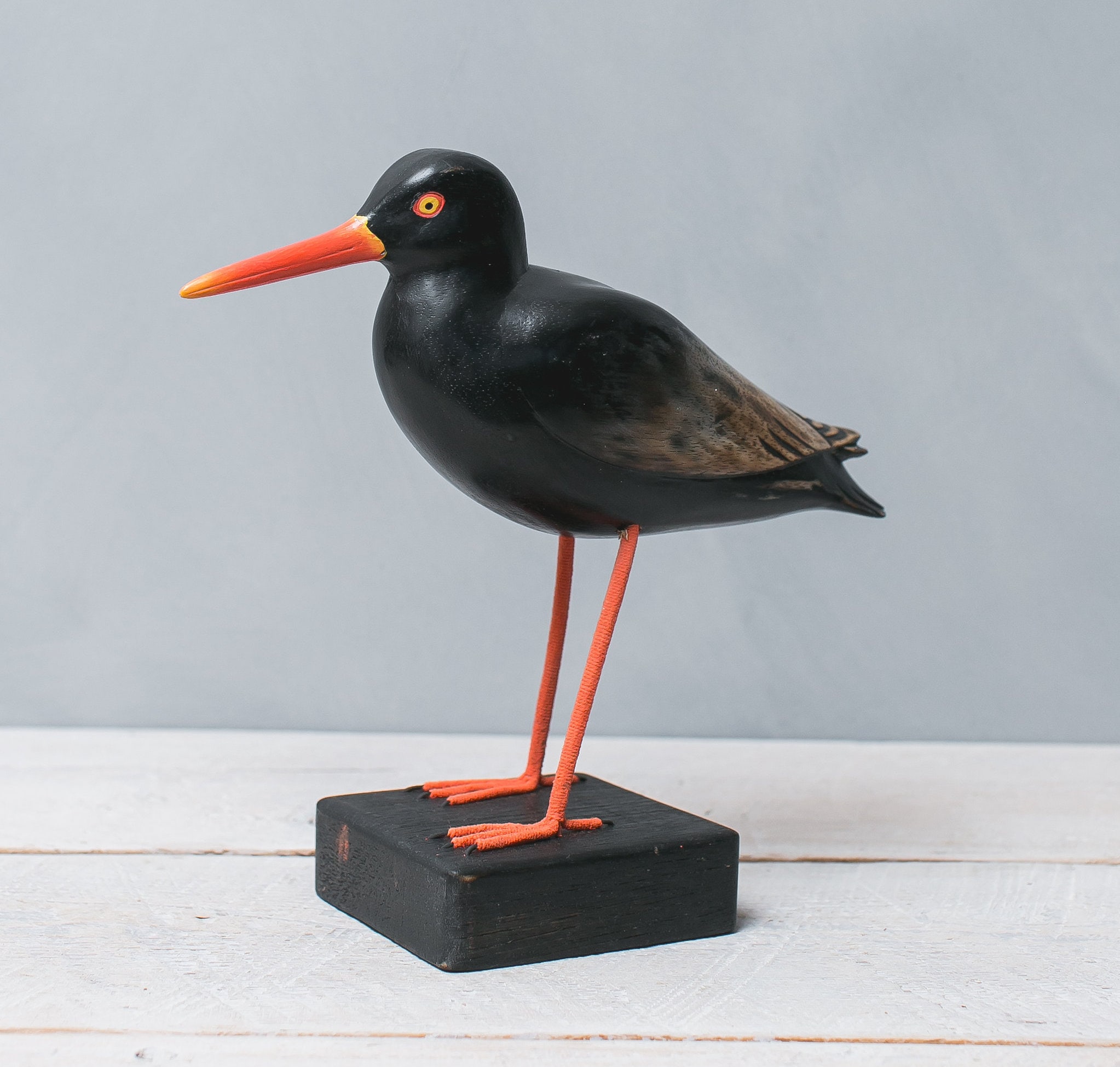 Black Oyster Catcher 10h Hand Carved Wooden Shorebird Etsy UK