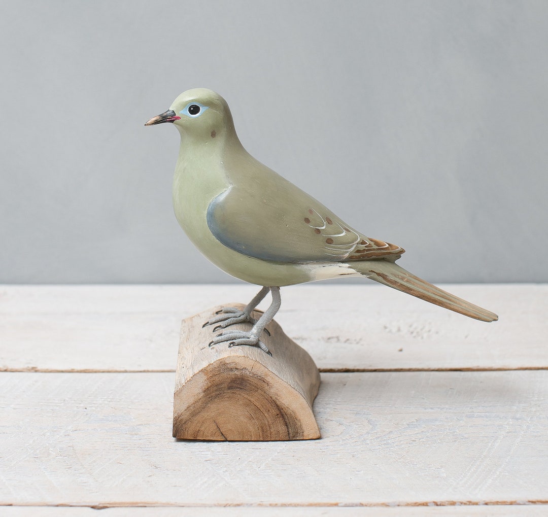 Hand Carved Wooden Mourning Dove – Standing | Bird Sculpture