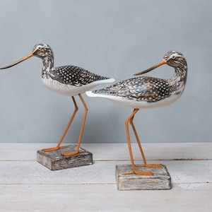 Greater Yellow Legs -  Pair - Hand Carved Wooden Shorebird