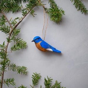 Bluebird Ornament - 2.5&quot;H - Hand Carved | Wooden Birds