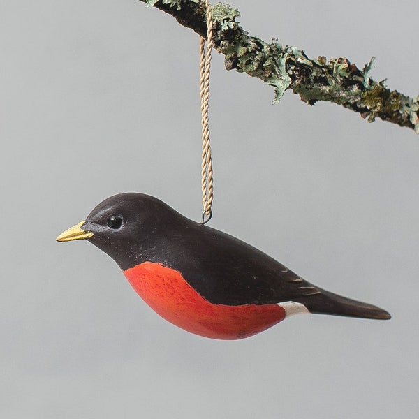 Robin Ornament - Hand Carved Wooden Birds
