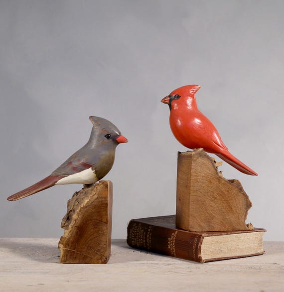 Hand Carved Wooden Cardinal Sculpture – Male | 7