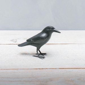 Mini Crow - 4"H - Hand Carved Wooden Bird