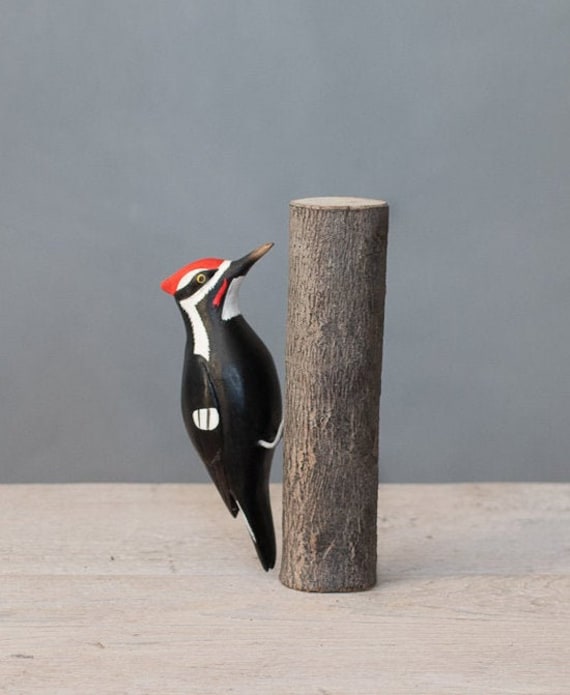 Pileated Woodpecker 13h Hand Carved Wooden Bird Etsy Canada