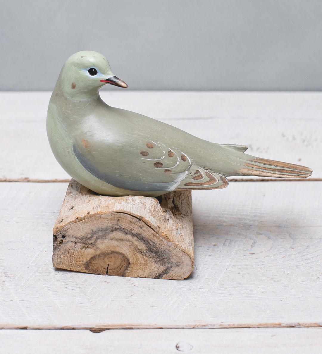 Hand Carved Wooden Mourning Dove – Resting | Bird Sculpture