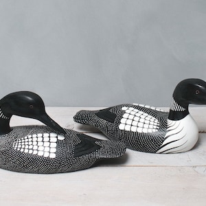 Loons: Pair of Hand Carved Wooden Birds. Medium.