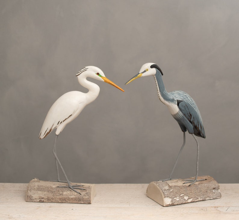 Great Blue Heron, Medium 14H Hand Carved Wooden Bird image 3