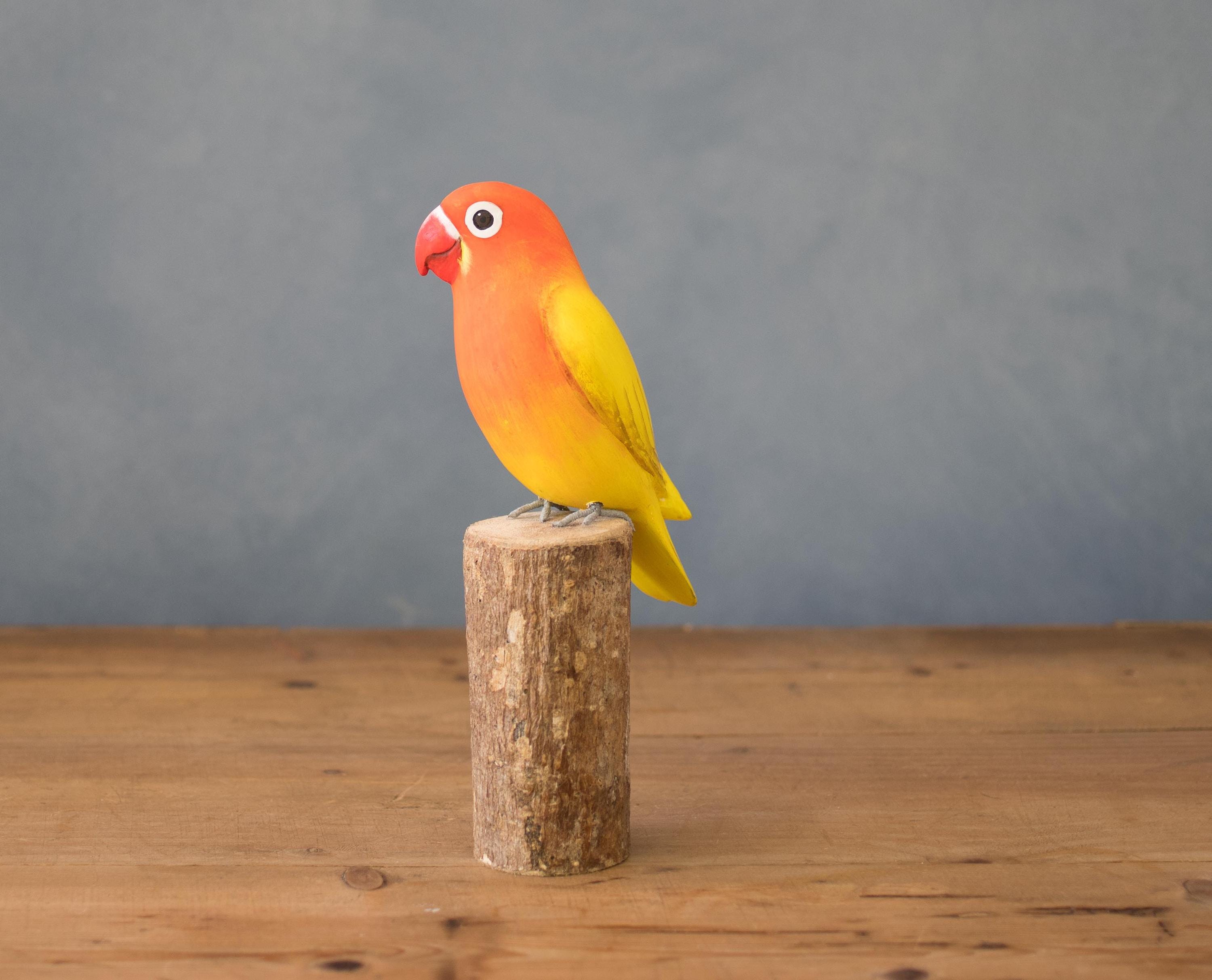 ゆずみかん DAC 『 Love birds 』 ラブバード Hand Carved Wooden Lovebird – Orange | 8