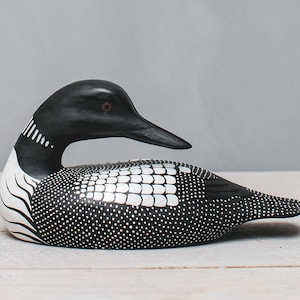 Loon Preening-11"L - Medium - Hand Carved Wooden Bird