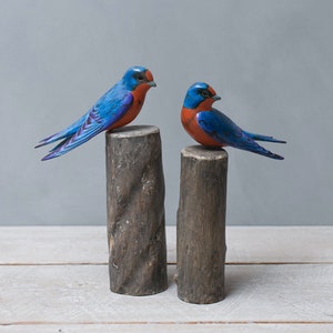 Barn Swallow - Set 9&quot;H - Hand Carved | Wooden Bird
