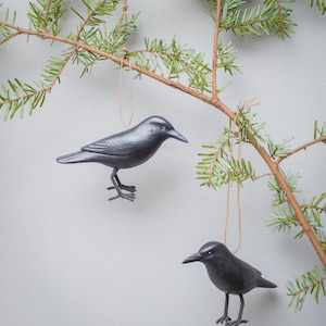 Mini Crow 3.5H Hand Carved Wooden Bird zdjęcie 4