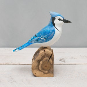 Blue Jay - 8"H - Hand Carved Wooden Bird