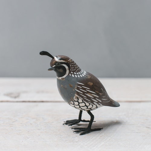 Hand Carved Wooden Mini California Quail – 2.75