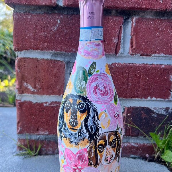 Hand painted champagne bottle