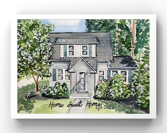 Custom Watercolor Home Portrait: Hand-Painted House Painting