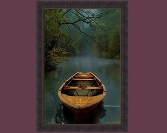 The Old Lake by Carlos Casamayor 29x41 Boat Lake Water Peaceful Framed Art Print Wall Décor Picture