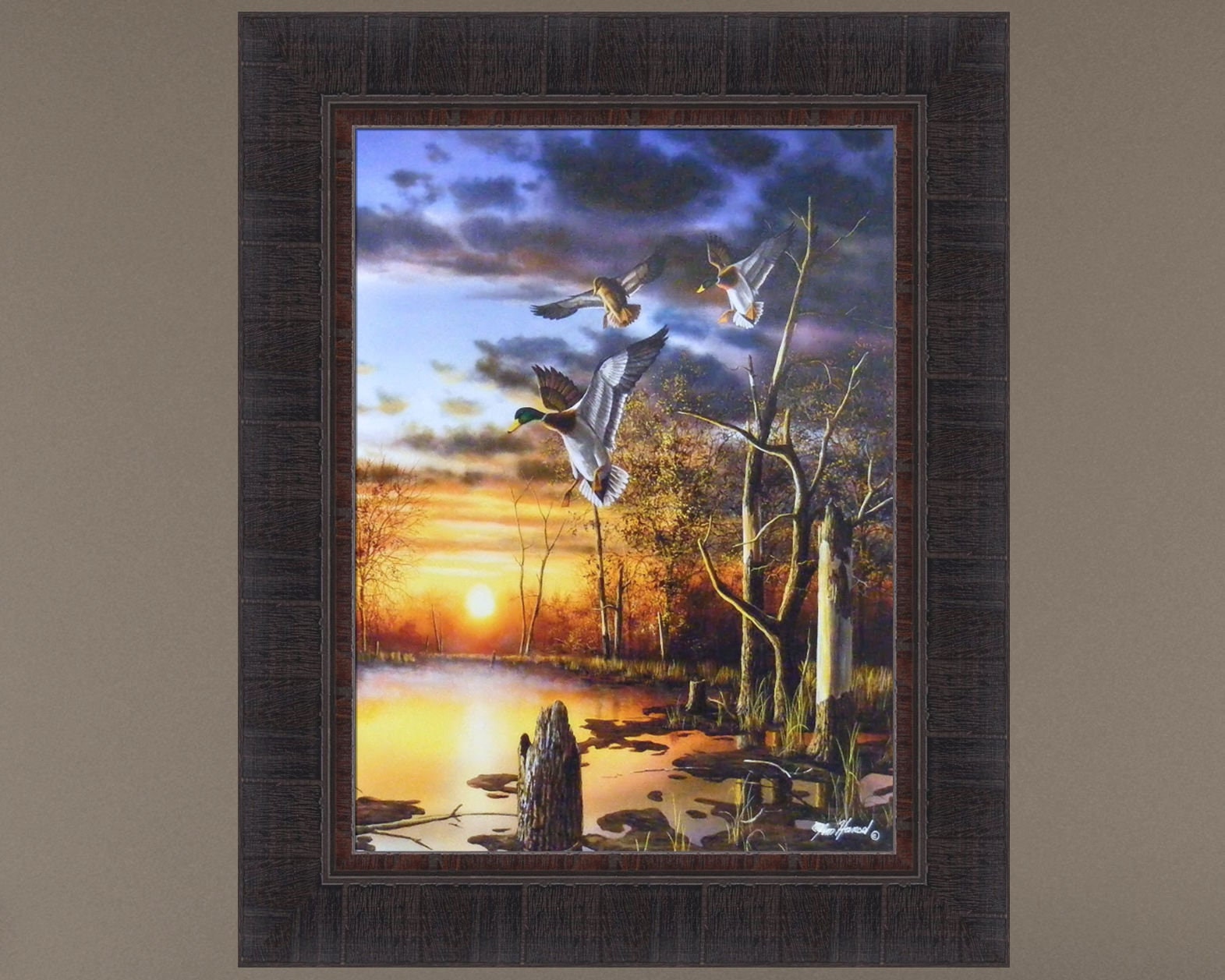 Evening Splendor by Jim Hansel 17x21 Mallard Duck Ducks Waterfowl