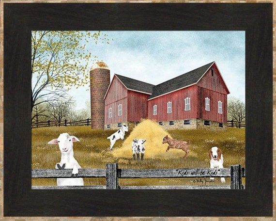 CUT YOUR OWN by Billy Jacobs 16x40 FRAMED PICTURE Christmas Tree Farm Barn Snow