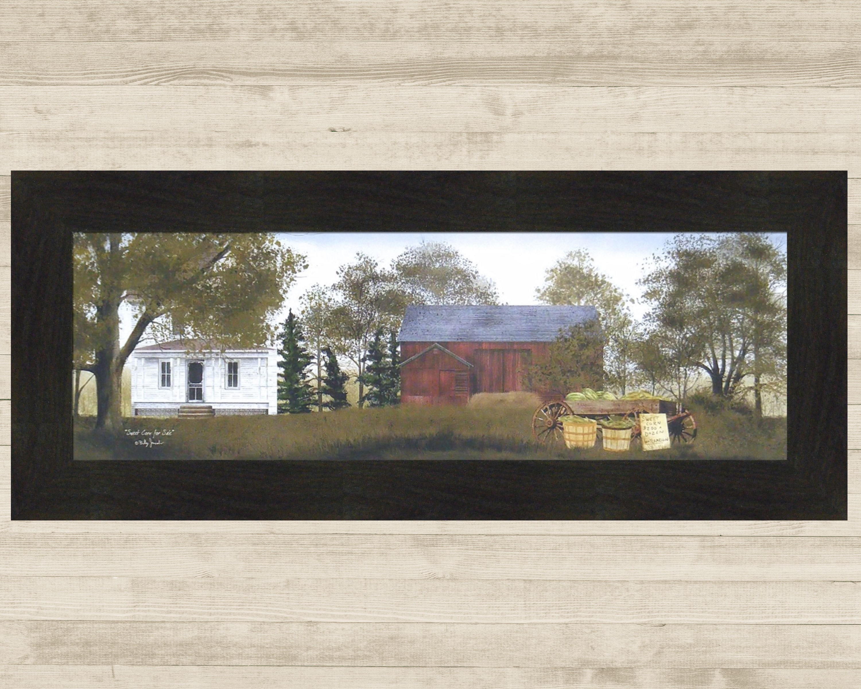 SWEET CORN FOR SALE Billy Jacobs 9x21 FRAMED PICTURE ART Wagon Barn Summer Farm SWEET CORN FOR SALE Billy Jacobs 9x21 FRAMED PICTURE ART Wagon Barn Summer Farm