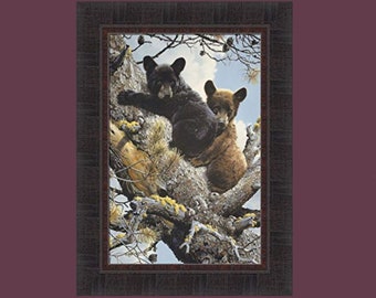 High Adventure by Carl Brenders 17x23 Black Bear Cubs Tree Wildlife Bears Framed Art Print Wall Décor Picture Home Cabin Decor