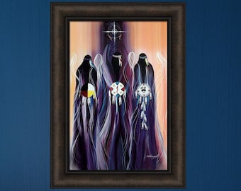 Seven Generations by Betty Albert 16x22 Native American Indian Family Ancestors Star Sky Framed Art Print Picture