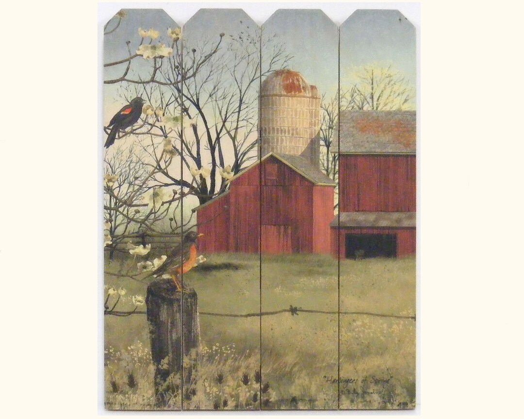 Harbingers of Spring by Billy Jacobs 9x12 Barn Red Winged Black Birds ...