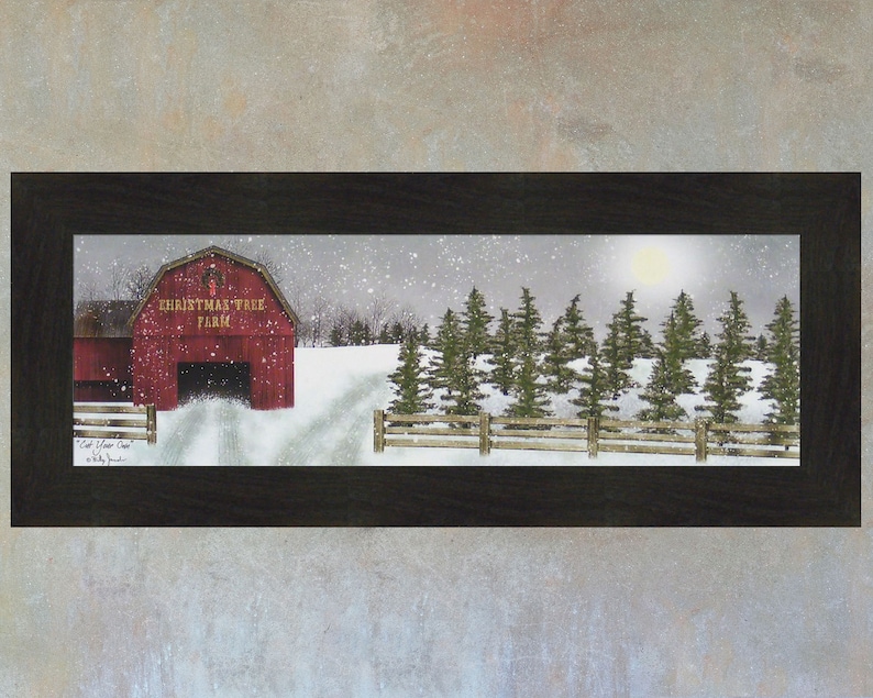 Cut Your Own by Billy Jacobs 12x28 Christmas Tree Farm Red Etsy