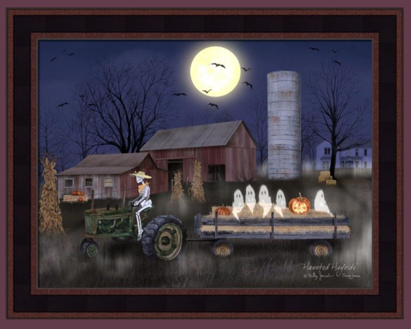 Haunted Hayride by Billy Jacobs & Sarah Jacobs 16x20 Skeleton Bats ...
