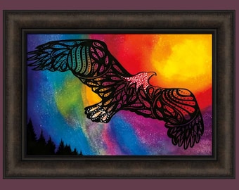 Eagle Medicine by Betty Albert 16x22 Beautiful Sky Colorful Native American Indian Themed Framed Art Print Picture