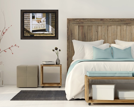 Home Again by Zhen-huan Lu 19x24 Golden Retriever Sleeping on Bed