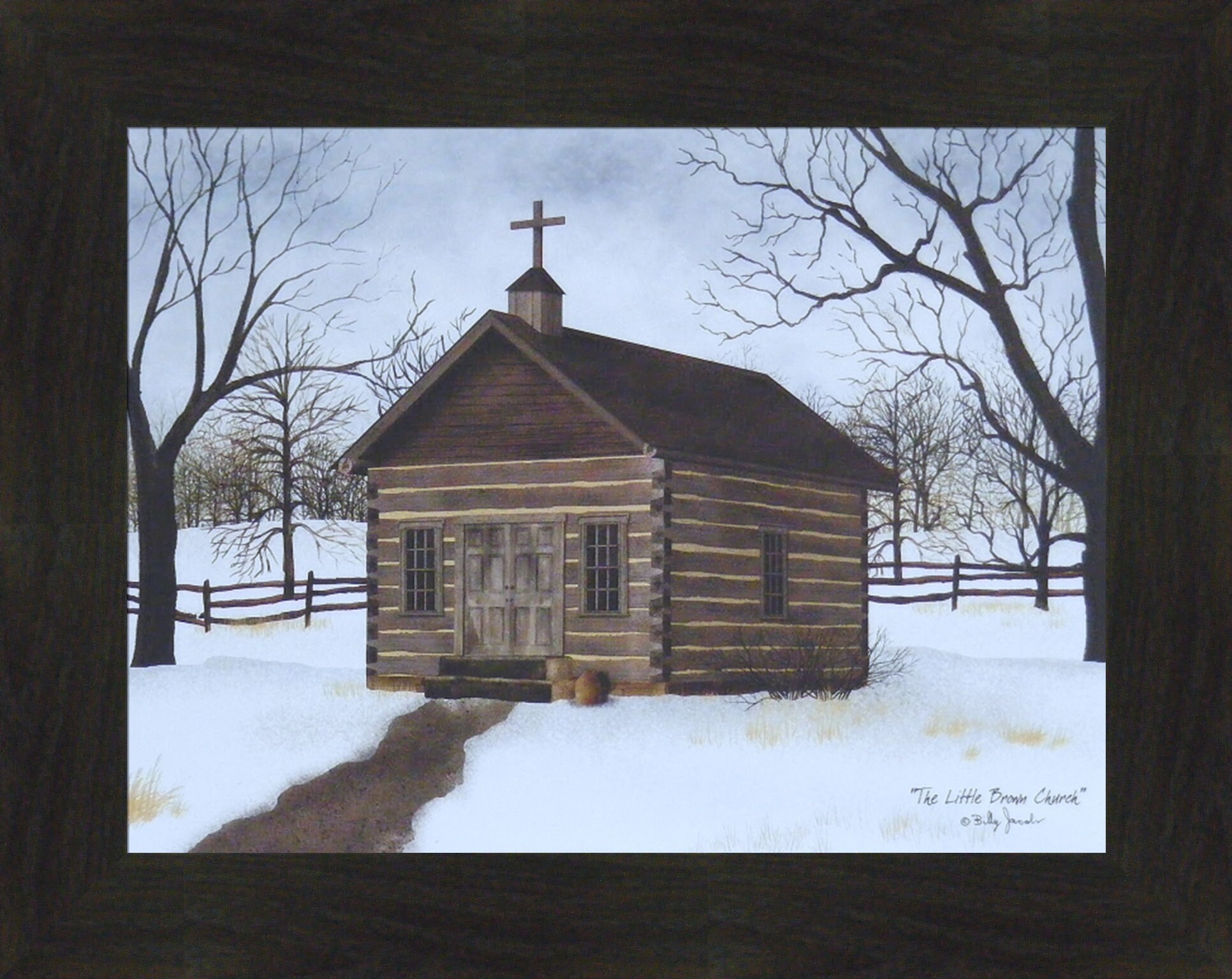 The Little Brown Church by Billy Jacobs 16x20 Primitive Log | Etsy