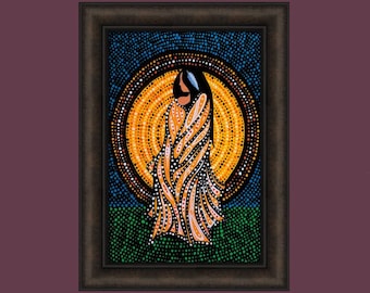 Sunrise by Betty Albert 16x22 Beautiful Native American Indian Woman Sun Rise Sky Colorful Framed Art Print Picture