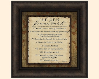 The Ten Commandments by Jennifer Pugh 16x16 Bible 10 Religious Framed Art Print Wall Décor Picture