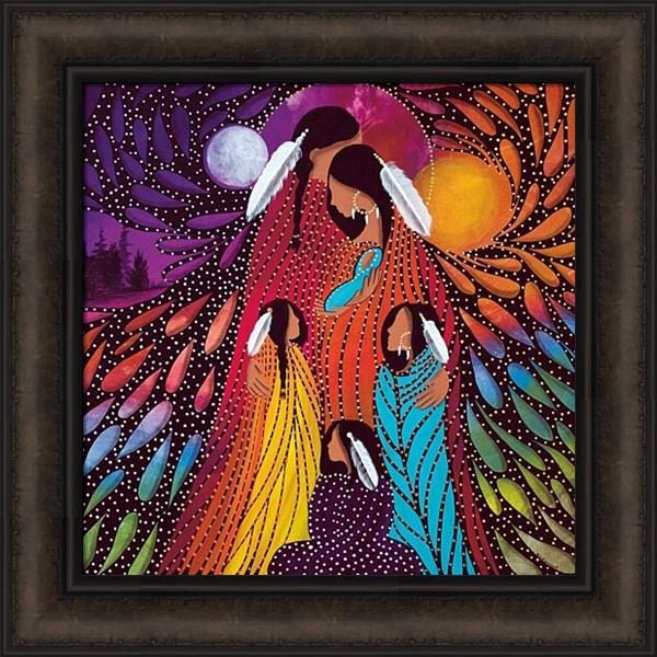 Family by Betty Albert 18x18 Native American Indian Family