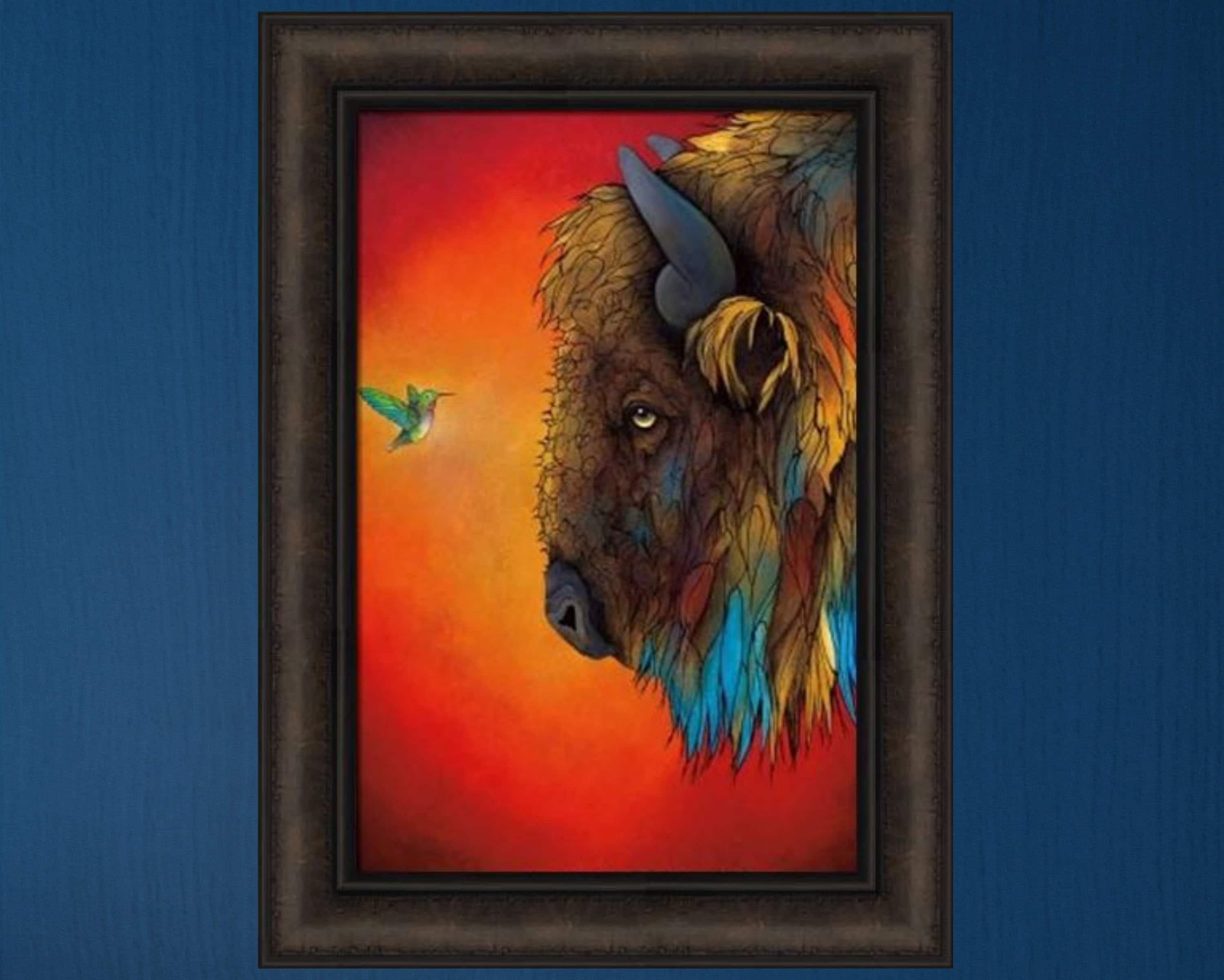 Listen up by Micqaela Jones 16x22 Native American Indian Bison image
